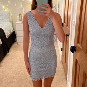 blue floral lace dress